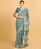 BLOCKS OF INDIA Hand Block Print Cotton Sarees For Women with Unstitched Blouse Piece Color 10