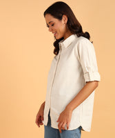 Blocks Of India Women Solid Color Casual Shirt - Natural White