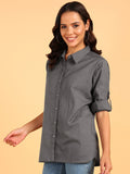 Blocks Of India Women Solid Color Casual Shirt - Grey