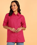 Blocks Of India Women Solid Color Casual Shirt - Hot Pink