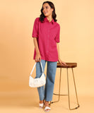 Blocks Of India Women Solid Color Casual Shirt - Hot Pink