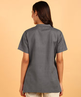 BLOCKS OF INDIA Cotton Solid Color Top for Women - Grey