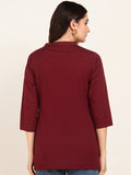 BLOCKS OF INDIA Cotton Solid Color Top for Women - Maroon