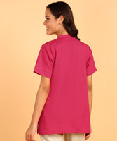 BLOCKS OF INDIA Cotton Solid Color Top for Women - Hot Pink