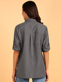 Blocks Of India Women Solid Color Casual Shirt - Grey