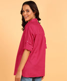 Blocks Of India Women Solid Color Casual Shirt - Hot Pink