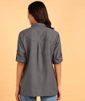 Blocks Of India Women Solid Color Casual Shirt - Grey