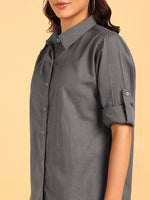 Blocks Of India Women Solid Color Casual Shirt - Grey