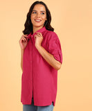 Blocks Of India Women Solid Color Casual Shirt - Hot Pink