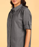 Blocks Of India Women Solid Color Casual Shirt - Grey