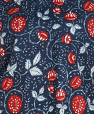 BLOCKS OF INDIA Cotton Hand Printed Short Kurti for Women Short Blue Red Flower