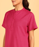 BLOCKS OF INDIA Cotton Solid Color Top for Women - Hot Pink