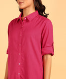 Blocks Of India Women Solid Color Casual Shirt - Hot Pink