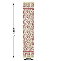 BLOCKS OF INDIA Hand Block Printed Cotton Table Runner for Center/Dining Table (33 x 180 cm) (Pink Flower)