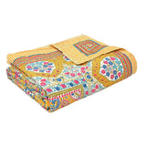 BLOCKS OF INDIA Hand Block Printed Cotton King Size Quilt (Yellow GAD Paisley)