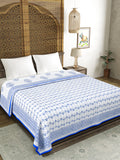 Cotton Dohar / Blanket King Bed Size Hand Block Printed (Blue Buta New)