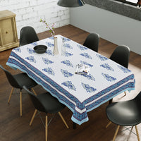 PURE COTTON RAJASTHANI HAND BLOCK PRINT SIX SEATER TABLE CLOTH (BLUE PAISLEY)