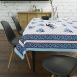 PURE COTTON RAJASTHANI HAND BLOCK PRINT SIX SEATER TABLE CLOTH (BLUE PAISLEY)