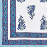 PURE COTTON RAJASTHANI HAND BLOCK PRINT SIX SEATER TABLE CLOTH (BLUE PAISLEY)