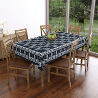 PURE COTTON RAJASTHANI HAND BLOCK PRINT SIX SEATER TABLE CLOTH ( Grey Elephant)