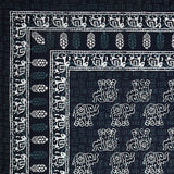 PURE COTTON RAJASTHANI HAND BLOCK PRINT SIX SEATER TABLE CLOTH ( Grey Elephant)