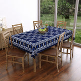 PURE COTTON RAJASTHANI HAND BLOCK PRINT SIX SEATER TABLE CLOTH (Blue Elephant)