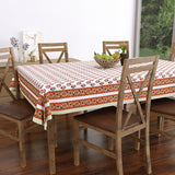 Pure Cotton Table Cloth Rajasthani Hand Block Printed (ORANGE RED BUTI)