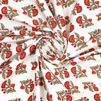 Pure Cotton Table Cloth Rajasthani Hand Block Printed (ORANGE RED BUTI)