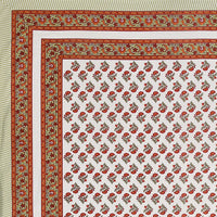 Pure Cotton Table Cloth Rajasthani Hand Block Printed (ORANGE RED BUTI)