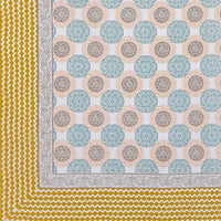 Pure Cotton Table Cloth Rajasthani Hand Block Printed (YELLOW GREEN CIRCLE)