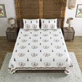 BLOCKS OF INDIA Hand Block Printed Cotton Super King Size Bedsheet(270 x 270) (Color 13)