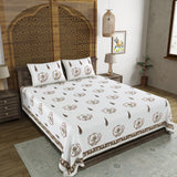 BLOCKS OF INDIA Hand Block Printed Cotton Super King Size Bedsheet(270 x 270) (Color 13)