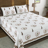 BLOCKS OF INDIA Hand Block Printed Cotton Super King Size Bedsheet(270 x 270) (Color 13)