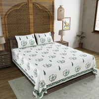 BLOCKS OF INDIA Hand Block Printed Cotton Super King Size Bedsheet(270 x 270) (Color 14)