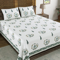 BLOCKS OF INDIA Hand Block Printed Cotton Super King Size Bedsheet(270 x 270) (Color 14)