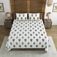 BLOCKS OF INDIA Hand Block Printed Cotton Super King Size Bedsheet(270 x 270) (Color 1)