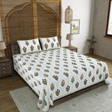 BLOCKS OF INDIA Hand Block Printed Cotton Super King Size Bedsheet(270 x 270) (Color 1)