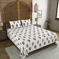 BLOCKS OF INDIA Hand Block Printed Cotton Super King Size Bedsheet(270 x 270) (Color 2)