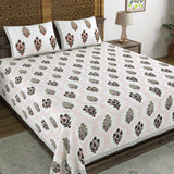 BLOCKS OF INDIA Hand Block Printed Cotton Super King Size Bedsheet(270 x 270) (Color 2)