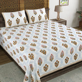 BLOCKS OF INDIA Hand Block Printed Cotton Super King Size Bedsheet(270 x 270) (Color 3)