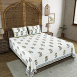 BLOCKS OF INDIA Hand Block Printed Cotton Super King Size Bedsheet(270 x 270) (Color 5)