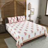 BLOCKS OF INDIA Hand Block Printed Cotton Super King Size Bedsheet(270 x 270) (Color 6)