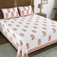 BLOCKS OF INDIA Hand Block Printed Cotton Super King Size Bedsheet(270 x 270) (Color 6)