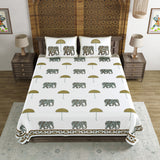 BLOCKS OF INDIA Hand Block Printed Cotton Super King Size Bedsheet(270 x 270) (Color 7)