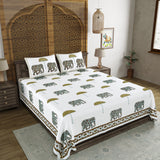 BLOCKS OF INDIA Hand Block Printed Cotton Super King Size Bedsheet(270 x 270) (Color 7)