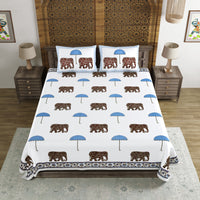 BLOCKS OF INDIA Hand Block Printed Cotton Super King Size Bedsheet(270 x 270) (Color 8)