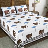 BLOCKS OF INDIA Hand Block Printed Cotton Super King Size Bedsheet(270 x 270) (Color 8)