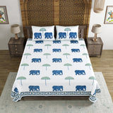 BLOCKS OF INDIA Hand Block Printed Cotton Super King Size Bedsheet(270 x 270) (Color 9)