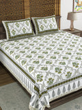 BLOCKS OF INDIA Sanganeri Print Cotton Viscose Economy King Size Bedsheet (225 X 270 CM) DOB_BED_AURA_10