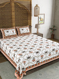 BLOCKS OF INDIA Sanganeri Print Cotton Viscose Economy King Size Bedsheet (225 X 270 CM) DOB_BED_AURA_11